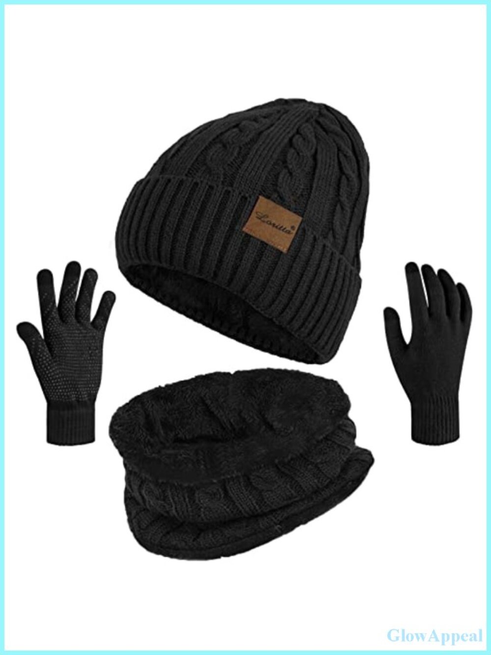 Women's Winter Hat Scarf Gloves Set Fleece Lined Touch Screen Beanie